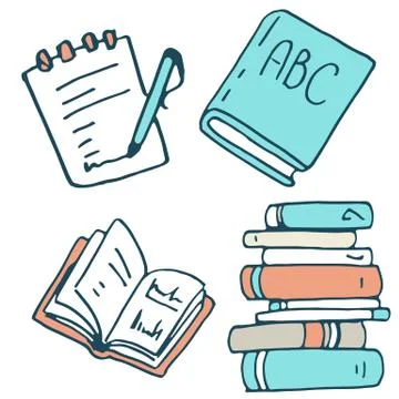 Stack of books on white isolated backdrop. Stock Illustration