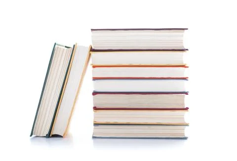 Stack of books on white Stock-Fotos