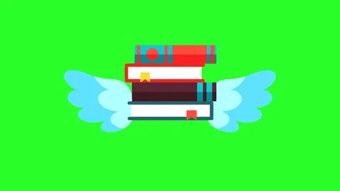 Stack of Books with Wings Symbolizing Learning and Imagination Stock Footage 319865912