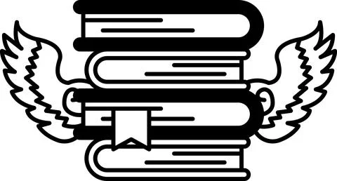 Stack of books with wings on top of them イラスト素材