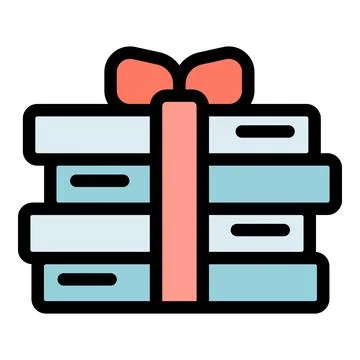 Stack of books wrapped with a pink ribbon as a gift for book lovers Stock Illustration