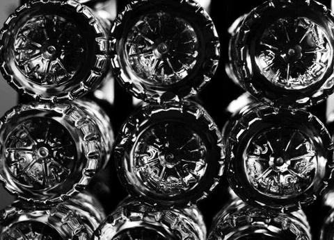 Stack of bottom Of plastic bottles Stock Photos