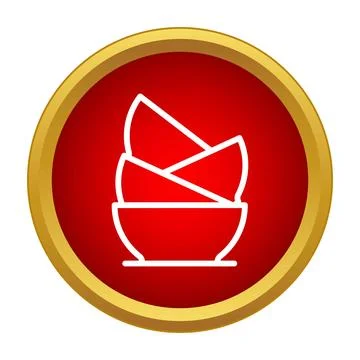 Stack of bowls kitchenware icon inside red circle Stock Illustration