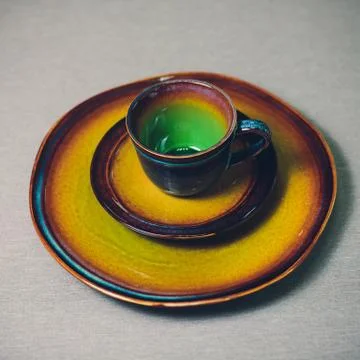 Stack of bowls in various shapes. Many colorful Sell at the market. Stock Photos