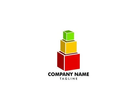 Stack Box Logo Design Idea Stock Illustration