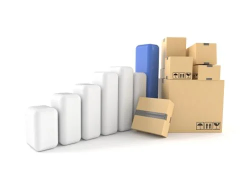 Stack of boxes with chart 库存插图