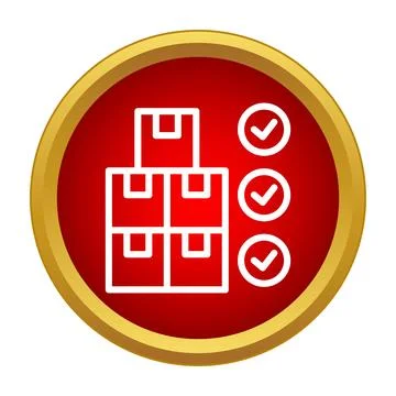 Stack of boxes with checkmarks confirming inventory completion Stock Illustration