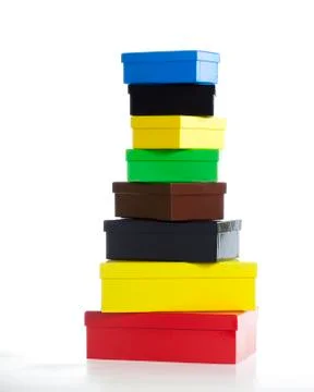 Stack of boxes - eight colors Stock Photos