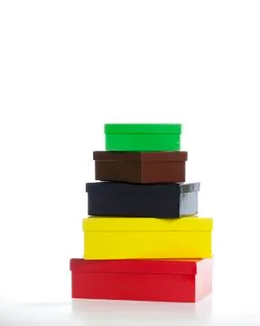 Stack of boxes - five colors Stock Photos