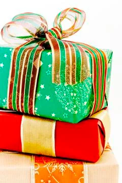 Stack of boxes with gifts close up Stock Photos