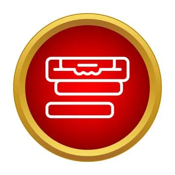 Stack of boxes icon on red button 库存插图