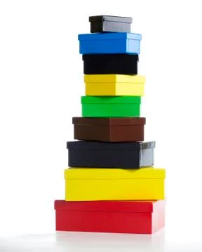 Stack of boxes - nine colors Stock Photos