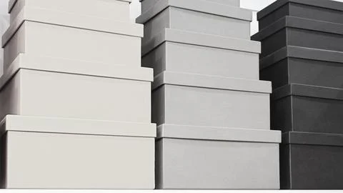 A stack of boxes with one being the tallest and the others being shorter. The Stockfoto's