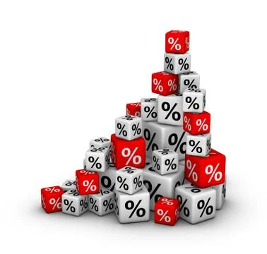 Stack of boxes with percent sign 스톡 일러스트