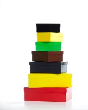 Stack of boxes - seven colors Stock Photos
