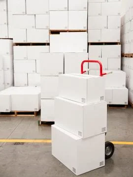 Stack of boxes in warehouse Stock Photos