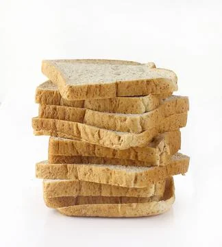 Stack of bread on white Stock Photos
