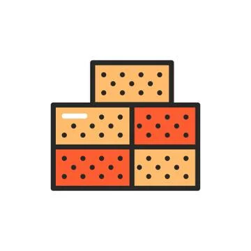 Stack brick color line icon. Pictogram for web page, mobile app, promo. Stock Illustration