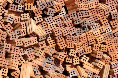Stack of brick for construction as background Stock Photos