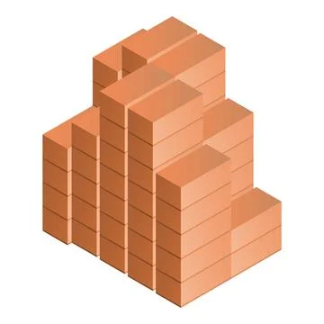 Stack of brick icon, isometric style Stock Illustration