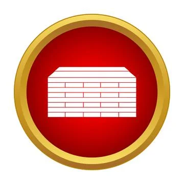 Stack of bricks building material icon red circle Stock Illustration