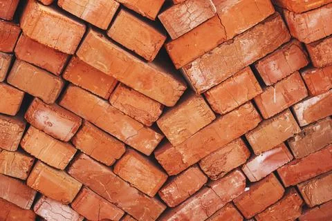 Stack of bricks close up. Process of house building and building materials .. 写真素材