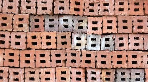 Stack of  bricks for construction materials Stock Photos