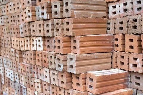 Stack of  bricks for construction materials Stock Photos