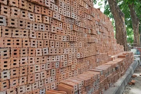 Stack of  bricks for construction materials Stock Photos