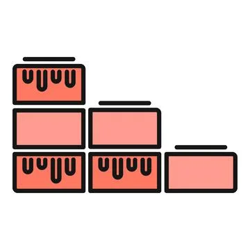 Stack of bricks creating a building progress architecture concept Stock Illustration