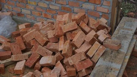 Stack of Bricks at a House Under Construction Stock Photos