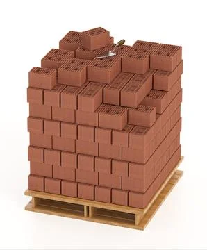 Stack of bricks isolated on white background. 3D illustration Stock Illustration