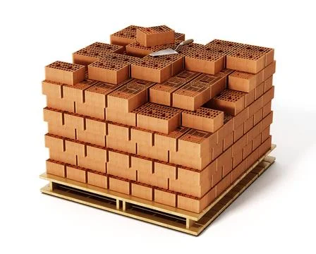 Stack of bricks isolated on white background. 3D illustration Stack of bri... 写真素材