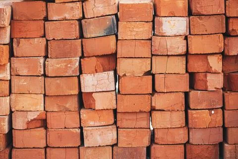 Stack of bricks masonry close up. Process of house building and building ma.. Stock Photos