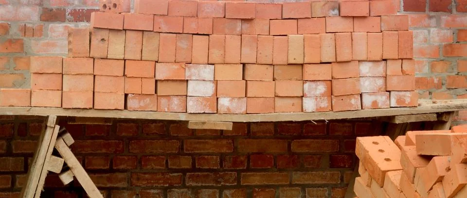Stack of bricks Stockfoto's