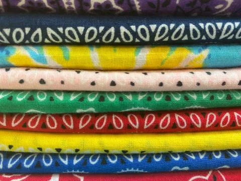 Stack of Bright Colored Bandanas Stock Photos