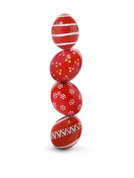 Stack of bright Easter eggs on white background Stock Photos