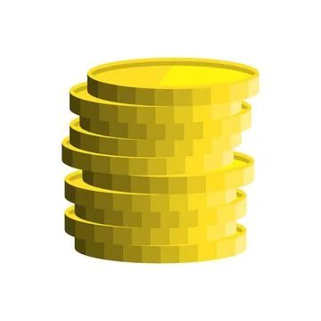 A stack of bright golden coins displayed on a white background to represent.. Stock Illustration