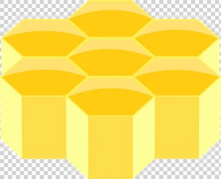 A stack of bright yellow honeycomb cells arranged in a geometrical pattern,.. Stock Illustration