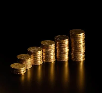 Stack of british pound coins Stock Photos