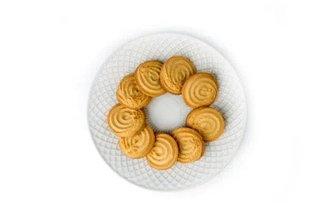 Stack of brittle mexican shortbread cookies on a plate Stock Photos