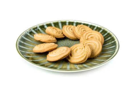 Stack of brittle mexican shortbread cookies on a plate Stock Photos