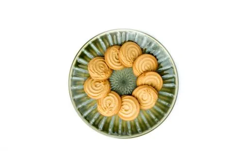 Stack of brittle mexican shortbread cookies on a plate Stock Photos