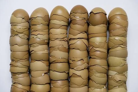 Stack of broken egg shells. Stock Photos