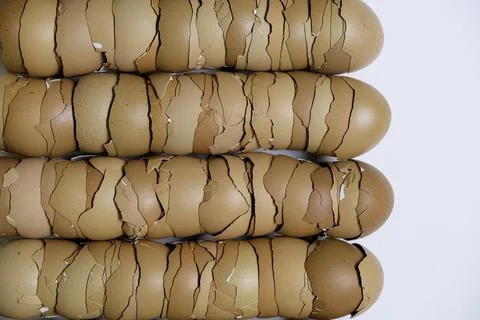 Stack of broken egg shells. Stock Photos