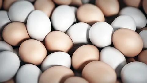 Stack of brown and white fresh farm eggs. 3D illustration Stock Illustration