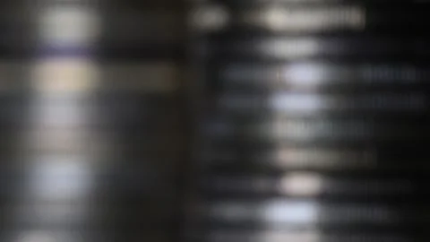 Stack of brown coins in close-up, texture of old coins, dark background Stock Footage 284162026