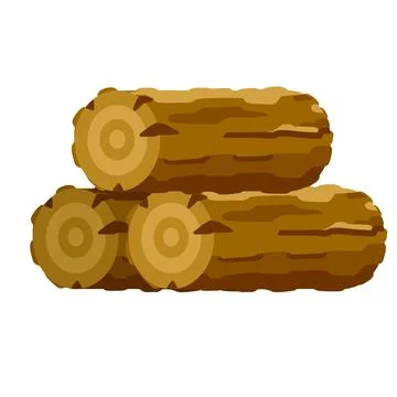 Stack of Brown log. Building wood material. Natural element. Ilustración de archivo