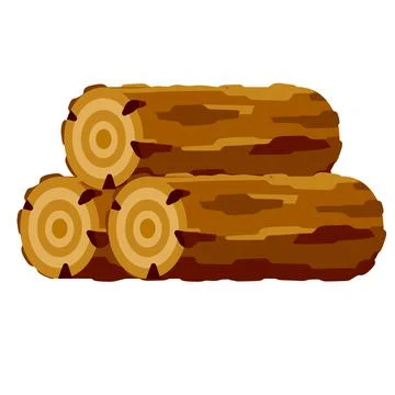 Stack of Brown log. Building wood material. Natural element. Ilustración de archivo