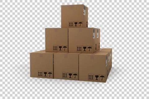 Stack of brown packed cardboard boxes Stockillustratie